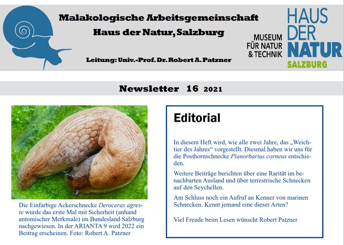 Newsletter der Malakologischen Arbeitsgemeinschaft Haus der Natur, Salzburg