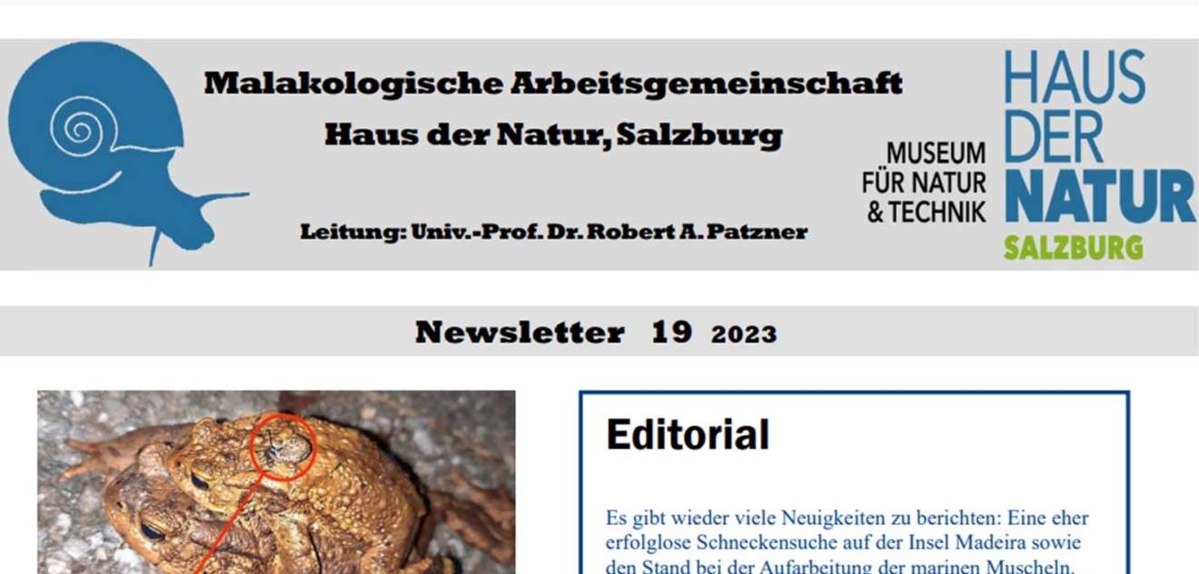 Neuer Newsletter der Malakologischen Arbeitsgemeinschaft Salzburg