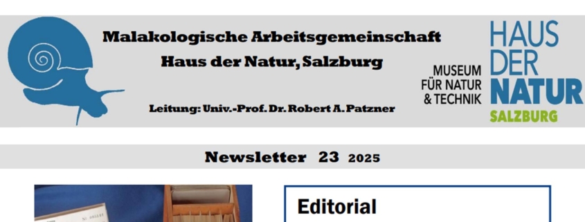 23. Newsletter Malakologische Arbeitsgemeinschaft am Haus der Natur Salzburg