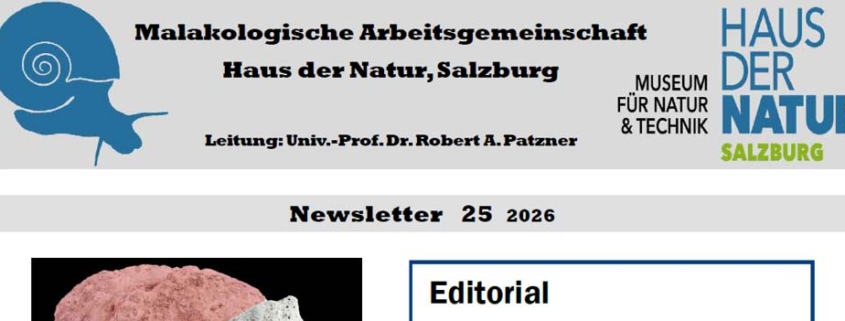 25. Newsletter Malakologische Arbeitsgemeinschaft am Haus der Natur Salzburg